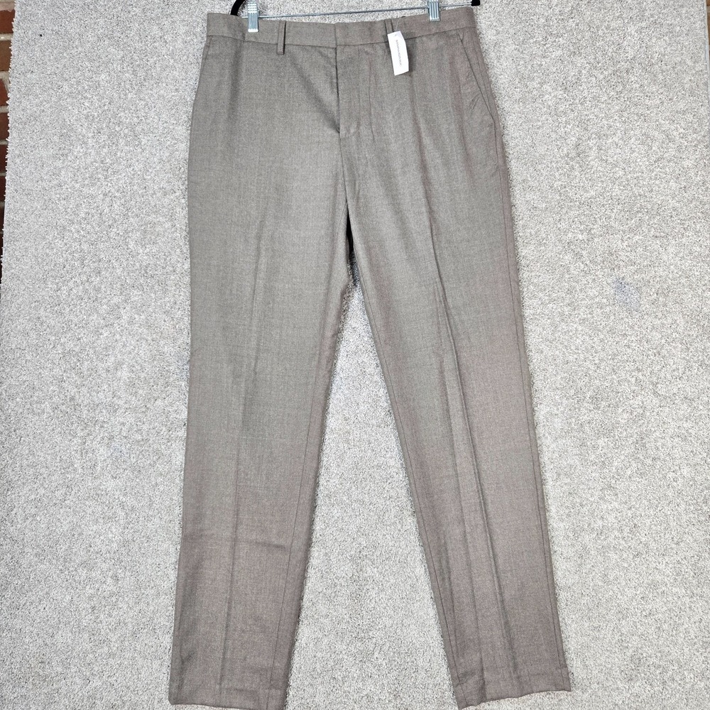 Banana Republic Pants Men 34x34 Gray Brown Vitale Barberis Virgin Wool Taper NEW